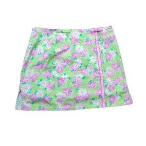 Lilly Pulitzer Skirt Skort White Label Pink Bow Floral Print Size 4 Vintage Mini